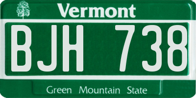 VT license plate BJH738