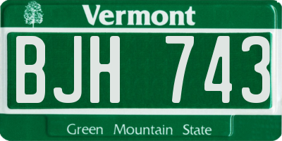 VT license plate BJH743