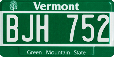 VT license plate BJH752