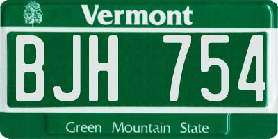 VT license plate BJH754
