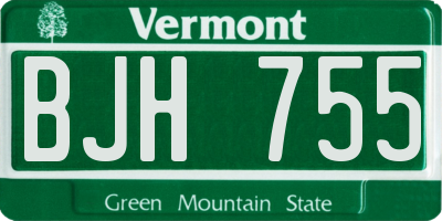 VT license plate BJH755