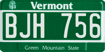 VT license plate BJH756