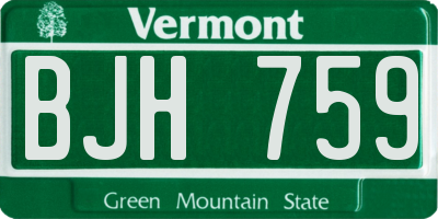 VT license plate BJH759