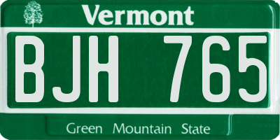 VT license plate BJH765