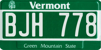 VT license plate BJH778
