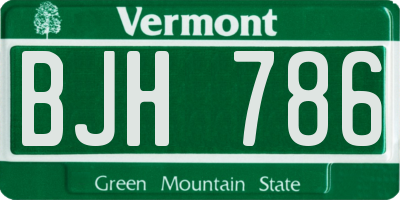 VT license plate BJH786