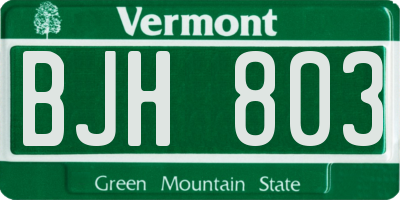 VT license plate BJH803