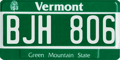 VT license plate BJH806