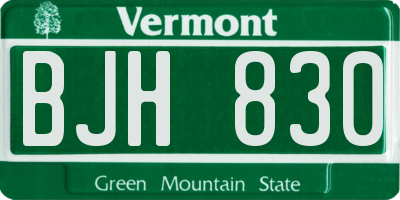 VT license plate BJH830