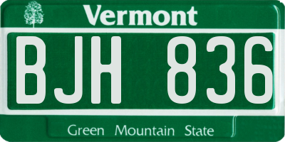 VT license plate BJH836