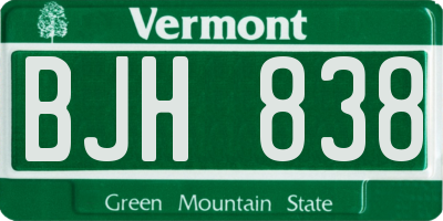 VT license plate BJH838