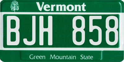 VT license plate BJH858