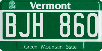 VT license plate BJH860