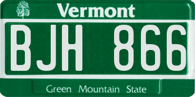 VT license plate BJH866