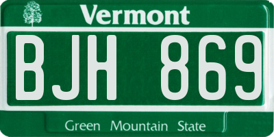 VT license plate BJH869