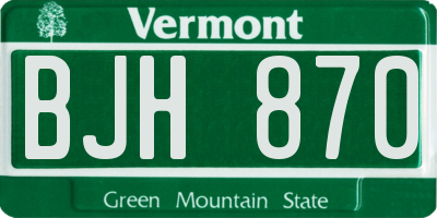 VT license plate BJH870