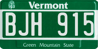 VT license plate BJH915