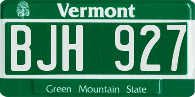 VT license plate BJH927