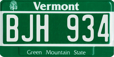 VT license plate BJH934