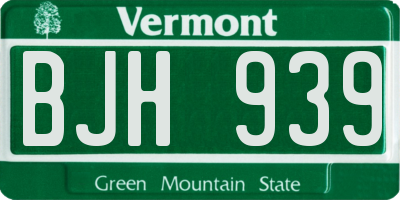 VT license plate BJH939