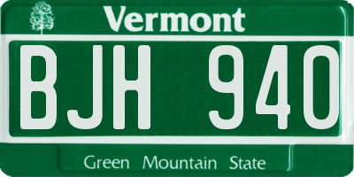 VT license plate BJH940