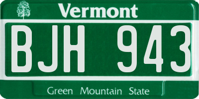 VT license plate BJH943