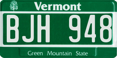 VT license plate BJH948