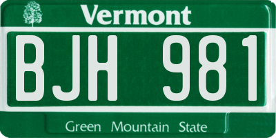 VT license plate BJH981