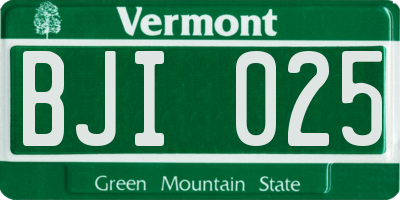 VT license plate BJI025