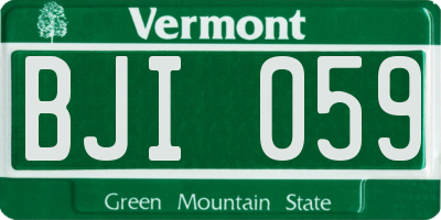 VT license plate BJI059