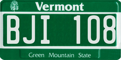 VT license plate BJI108