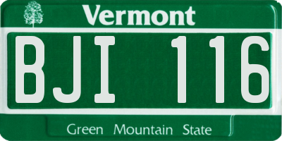 VT license plate BJI116