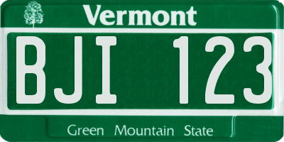 VT license plate BJI123