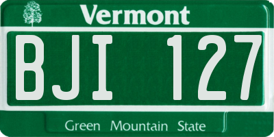 VT license plate BJI127
