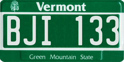VT license plate BJI133