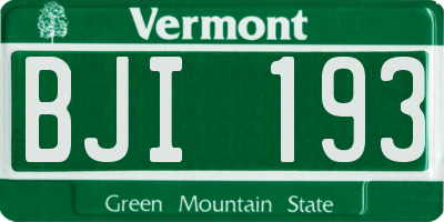 VT license plate BJI193