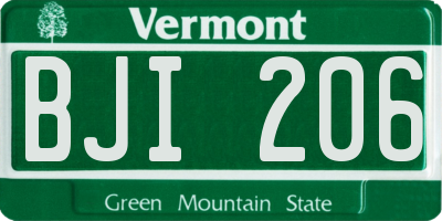 VT license plate BJI206