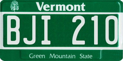 VT license plate BJI210