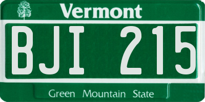 VT license plate BJI215