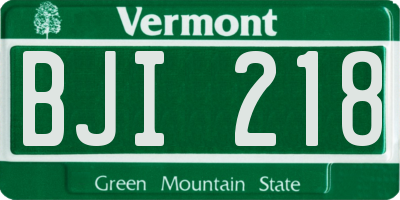 VT license plate BJI218