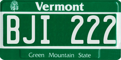 VT license plate BJI222