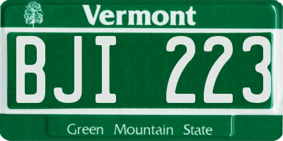 VT license plate BJI223