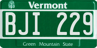 VT license plate BJI229