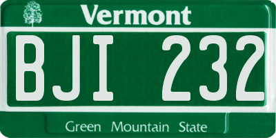 VT license plate BJI232