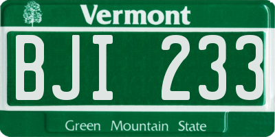 VT license plate BJI233