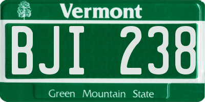 VT license plate BJI238
