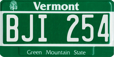 VT license plate BJI254