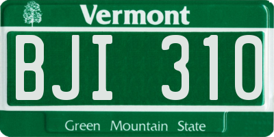 VT license plate BJI310