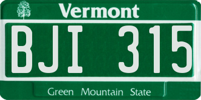VT license plate BJI315