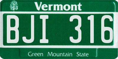 VT license plate BJI316